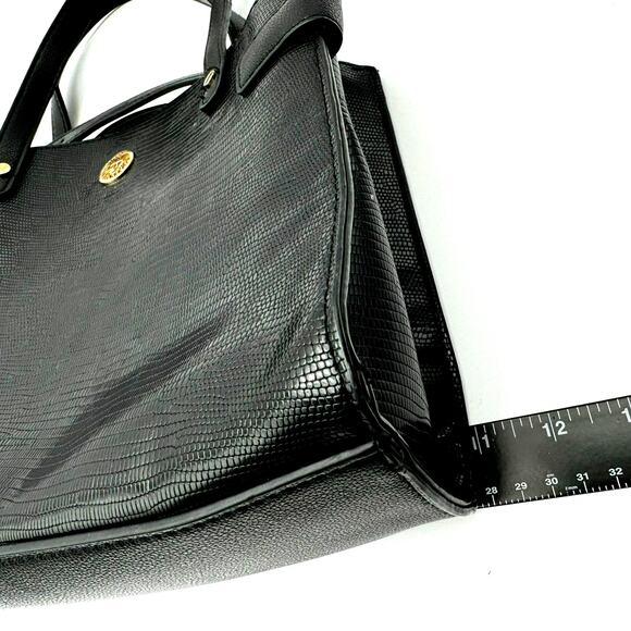 ANNE KLEIN Black Vegan Faux Leather Hand‎ Bag Purse Crossbody Designer Crocodile - Picture 9 of 12